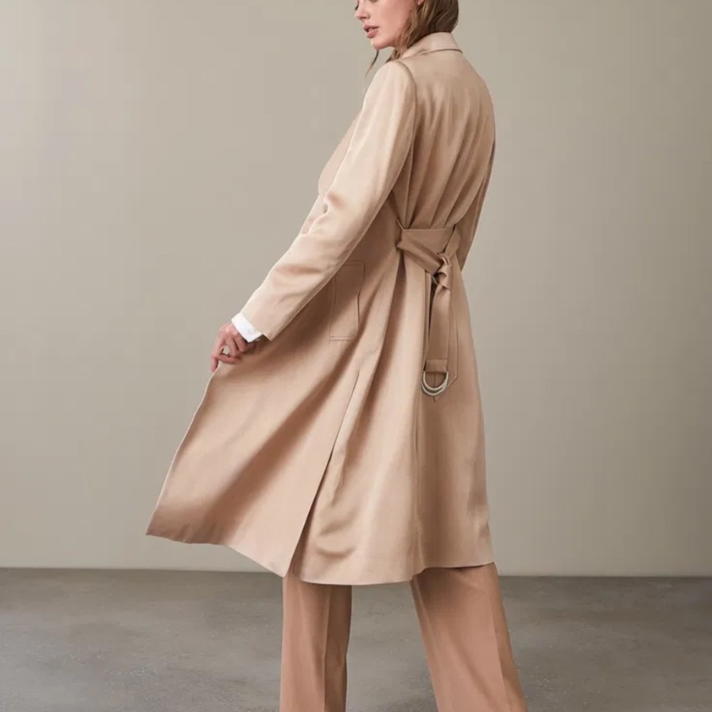 Beige Trench Coat for Women - Classic Long Coat - Picture 6 of 13